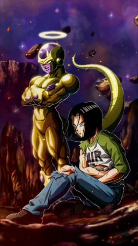 Golden Frieza (Angel) & Android #17 artwork