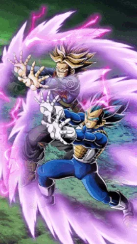 Super Saiyan God SS Vegeta & 
Super Saiyan Trunks (Future) artwork