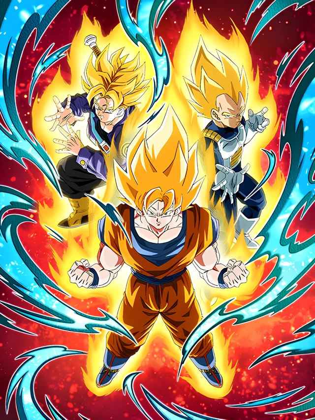 Super Saiyan Goku & Super Saiyan Vegeta & Super Saiyan Trunks (Teen) artwork