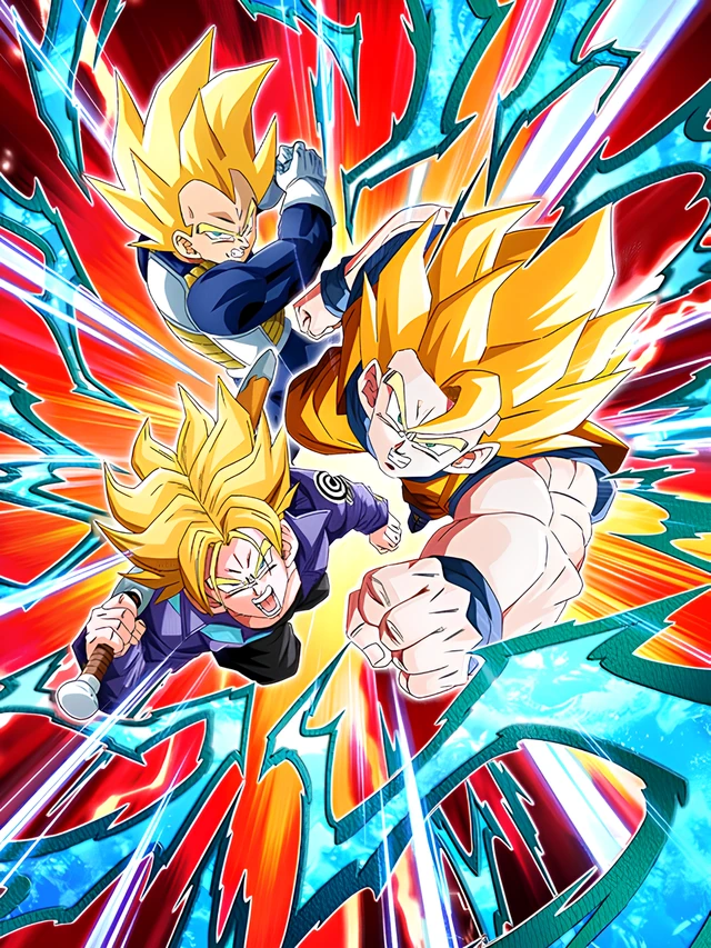 Super Saiyan Goku & 
Super Saiyan Vegeta & Super Saiyan Trunks (Teen) artwork