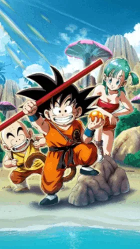 Goku (Youth) & Krillin (Youth) & Bulma (Youth) artwork