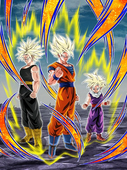 Super Saiyan Goku & Super Saiyan Gohan (Youth) & Super Saiyan Trunks (Teen) artwork
