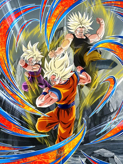 Super Saiyan Goku & Super Saiyan Gohan (Youth) & 
Super Saiyan Trunks (Teen) artwork